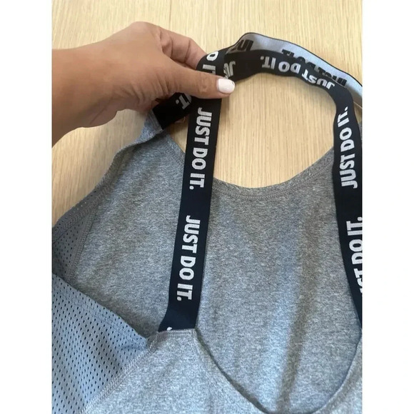 Nike Dri Fit Just Do It Tank Top Women's Size Small Gray/Black Band Logo - Picture 5 of 7